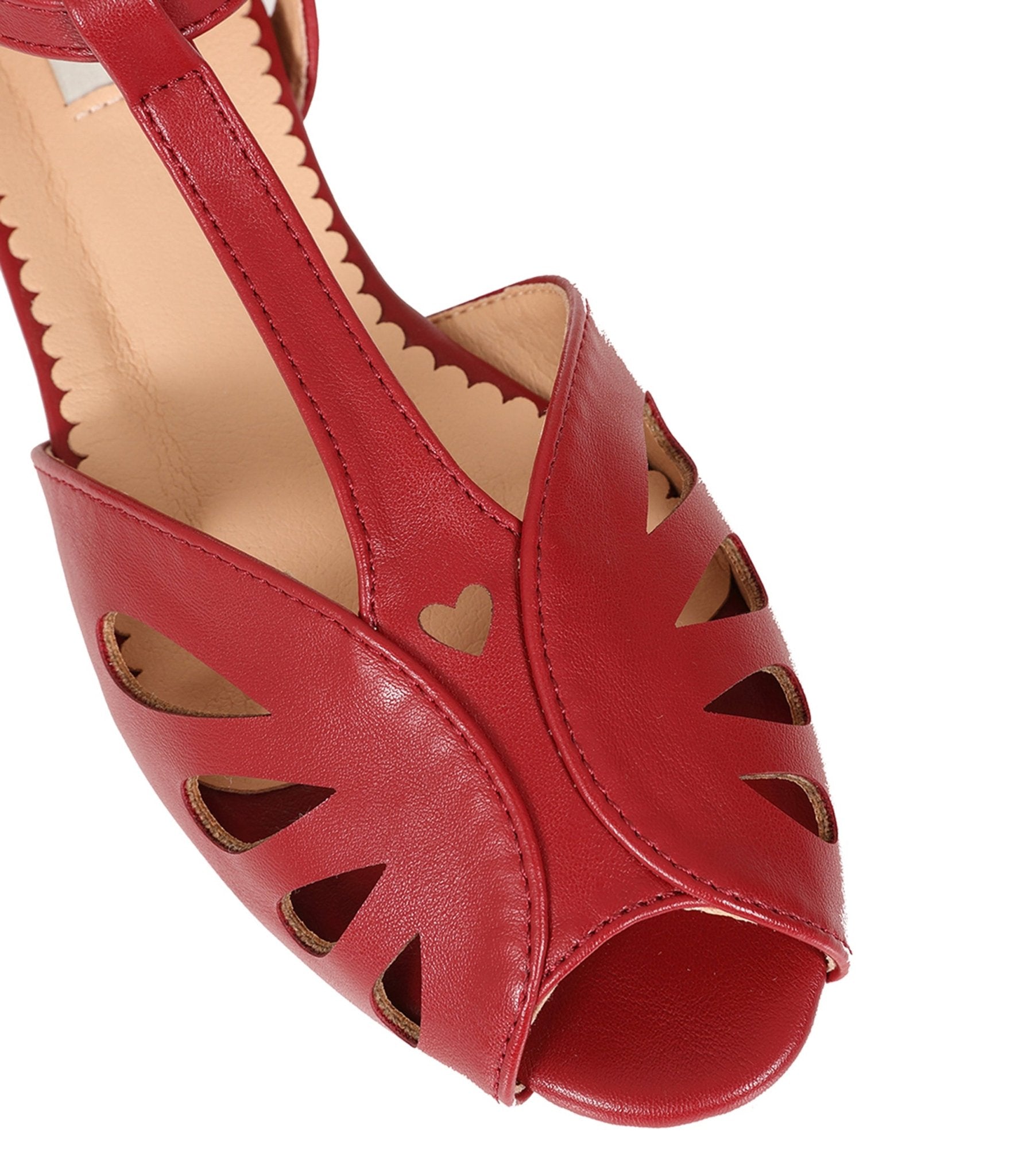 Banned Red Secret Love T - Strap Leatherette Flats - Unique Vintage - Womens, SHOES, FLATS