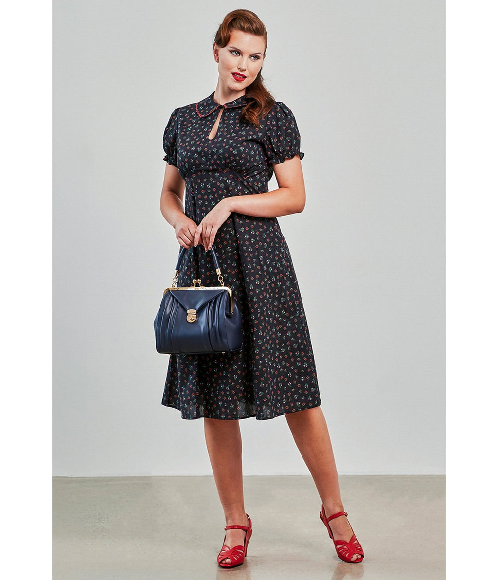 Banned Retro Black Floral June Swing Dress - Unique Vintage - Womens, DRESSES, SWING
