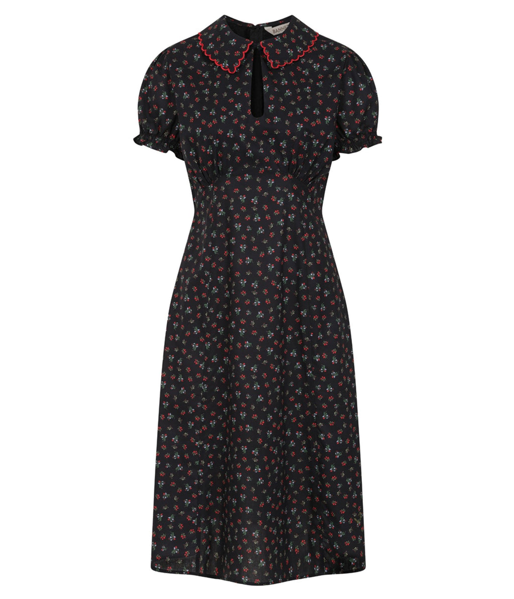 Banned Retro Black Floral June Swing Dress - Unique Vintage - Womens, DRESSES, SWING