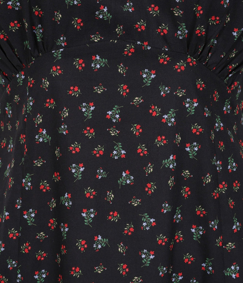 Banned Retro Black Floral June Swing Dress - Unique Vintage - Womens, DRESSES, SWING