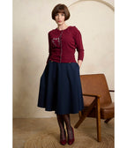 Banned Retro Burgundy Cat Embroidered Cardigan - Unique Vintage - Cardigans