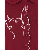 Banned Retro Burgundy Cat Embroidered Cardigan - Unique Vintage - Cardigans
