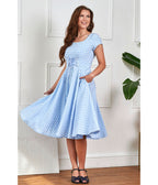 Banned Sky Blue Gingham Lola Swing Dress - Unique Vintage - Womens, DRESSES, SWING
