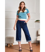 Banned Sky Blue Lily Rose Sweater - Unique Vintage - Womens, TOPS, SHIRTS