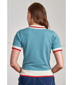 Banned Sky Blue Lily Rose Sweater - Unique Vintage - Womens, TOPS, SHIRTS