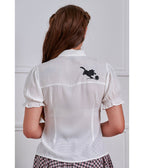 Banned White & Black Cat Sophie Blouse - Unique Vintage - Womens, TOPS, SHIRTS