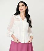 Banned White Bonnie Blouse - Unique Vintage - Womens, TOPS, SHIRTS