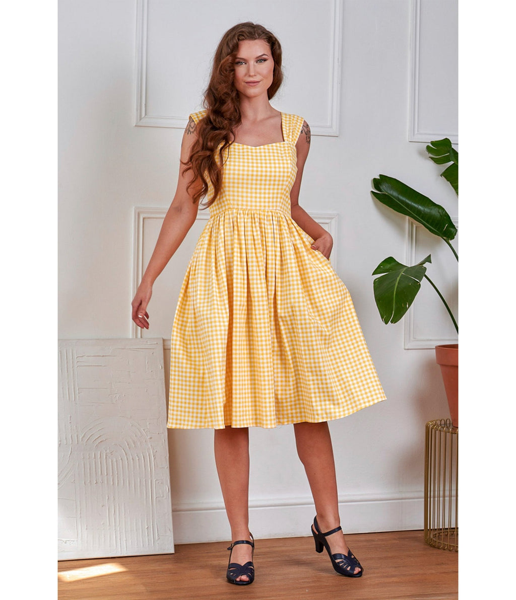 Banned Yellow Gingham Swing Dress - XLarge