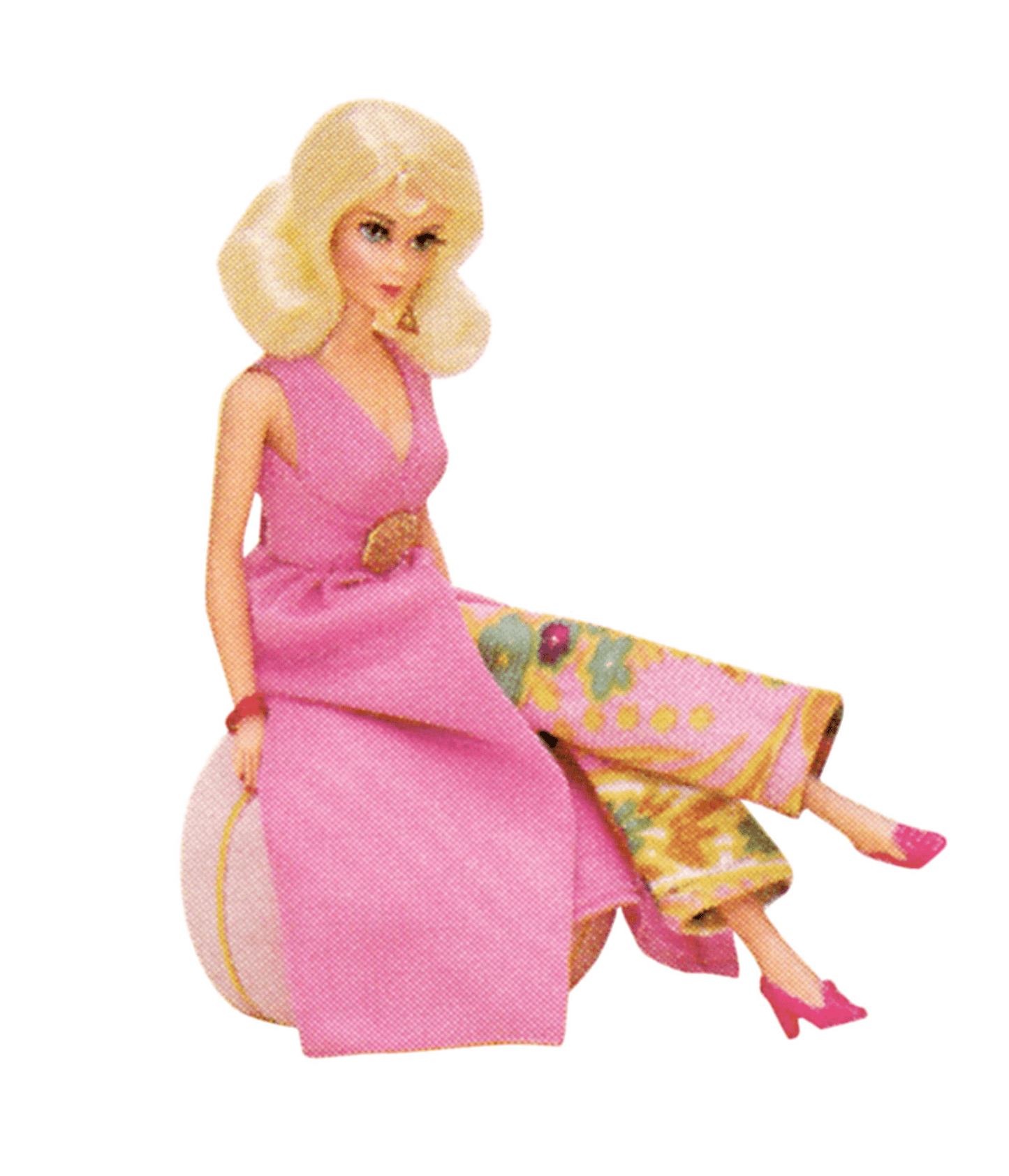 Barbie x Smak Parlour 1970s Pink & Green Floral Evening In Flare Pants - Unique Vintage - Womens, BOTTOMS, PANTS