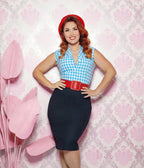 Barbie x Unique Vintage 1950s Navy Commuter Set Wiggle Skirt - Unique Vintage - Womens, BOTTOMS, SKIRTS