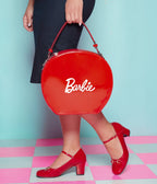 Barbie x Unique Vintage 1950s Red Leatherette Commuter Set Circle Bag - Unique Vintage - Womens, ACCESSORIES, HANDBAGS