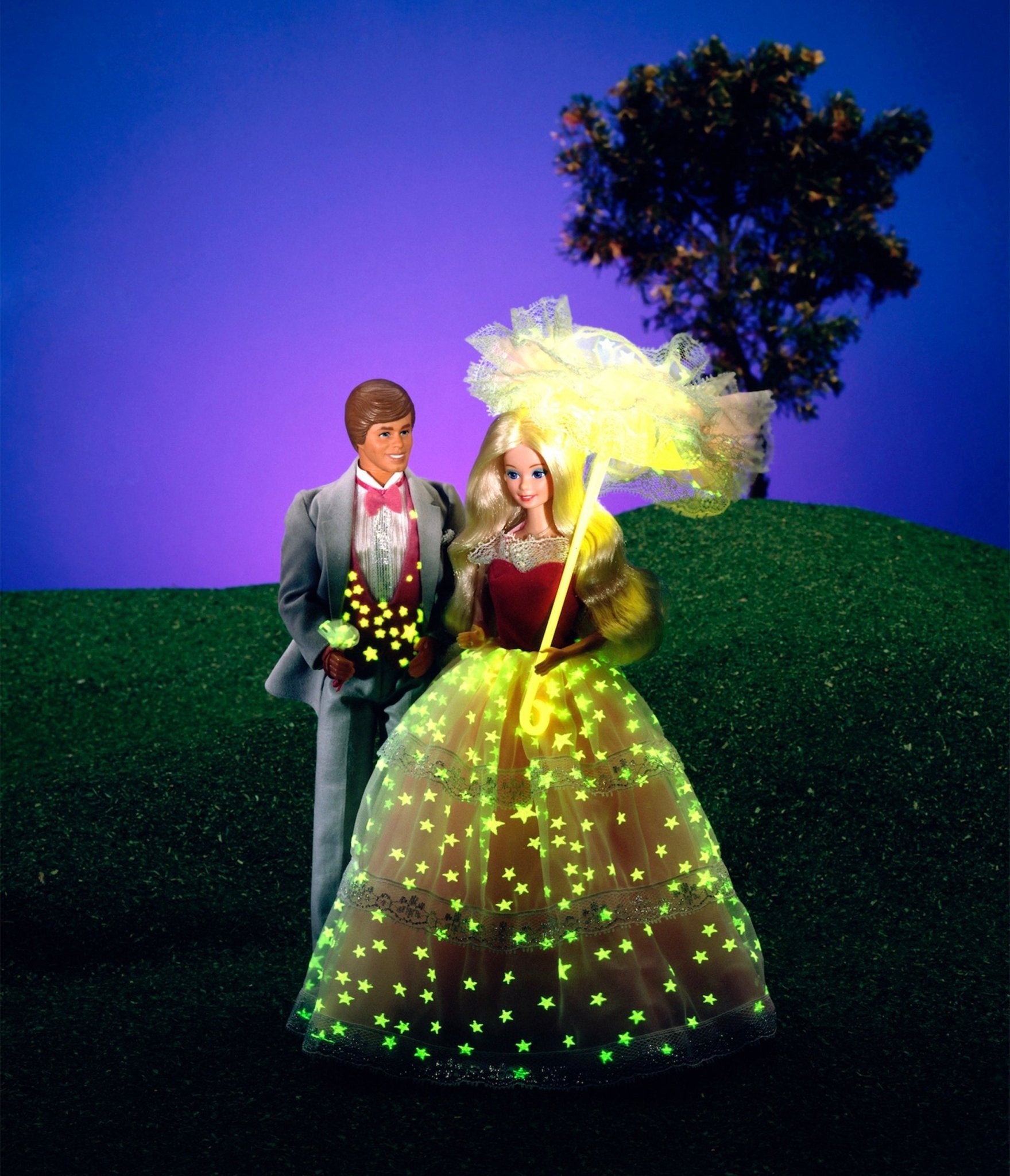 Barbie x Unique Vintage 1980s Pink Light Up Dream Glow Swing Dress - Unique Vintage - Womens, DRESSES, SWING