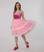 Barbie x Unique Vintage 1980s Pink Light Up Dream Glow Swing Dress - Unique Vintage - Womens, DRESSES, SWING