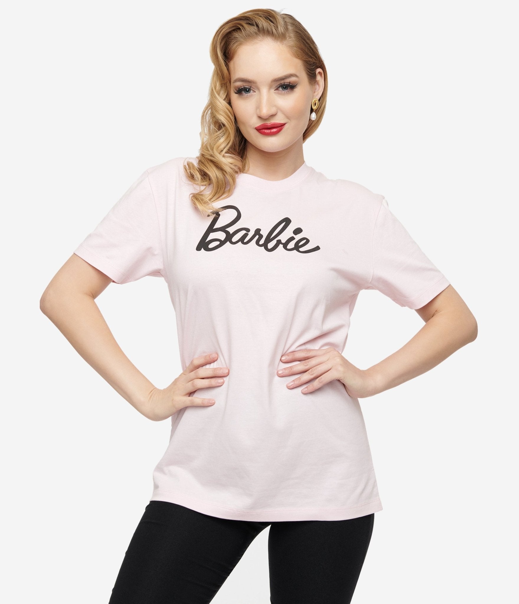 Barbie x Unique Vintage Baby Pink Barbie Logo Unisex Graphic Tee - Unique Vintage - Womens, GRAPHIC TEES, TEES