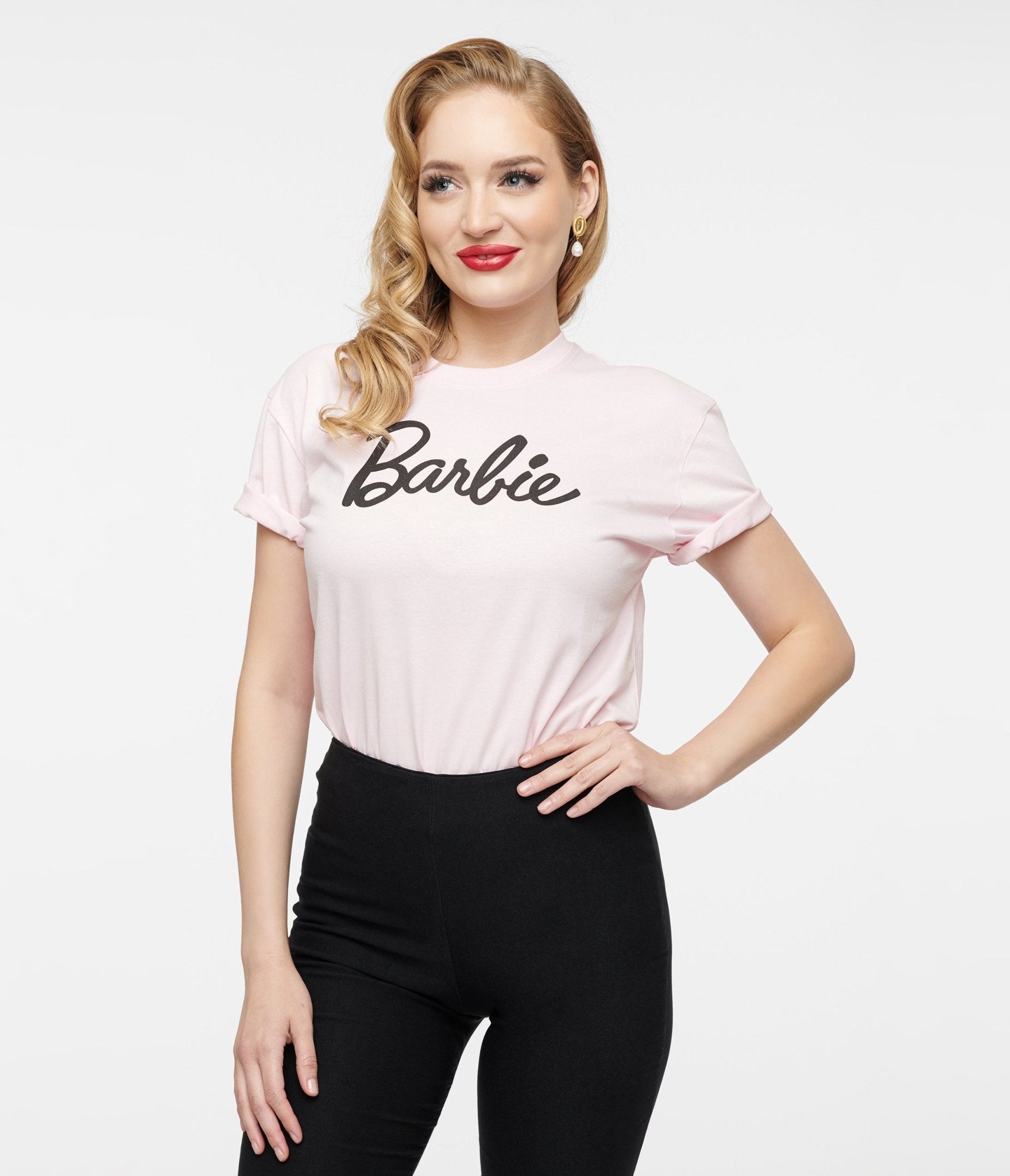 Barbie x Unique Vintage Baby Pink Barbie Logo Unisex Graphic Tee - Unique Vintage - Womens, GRAPHIC TEES, TEES
