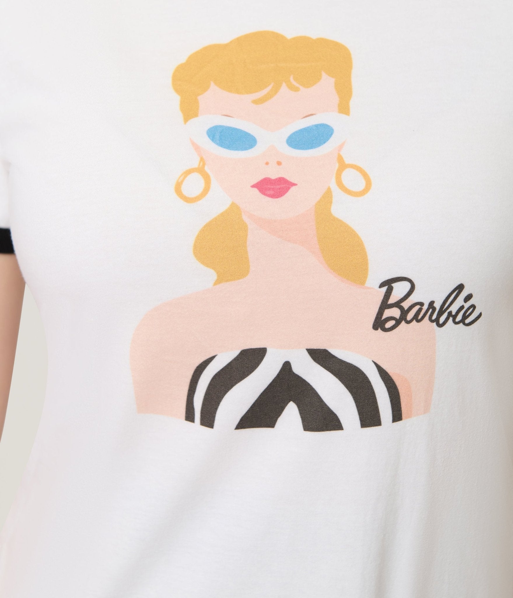 Barbie™ x Unique Vintage Barbie Icon Graphic Ringer Tee - Unique Vintage - Womens, TOPS, KNIT TOPS