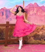 Barbie™ x Unique Vintage Hot Pink Fringe Girlie Swing Dress - Unique Vintage - Womens, DRESSES, SWING