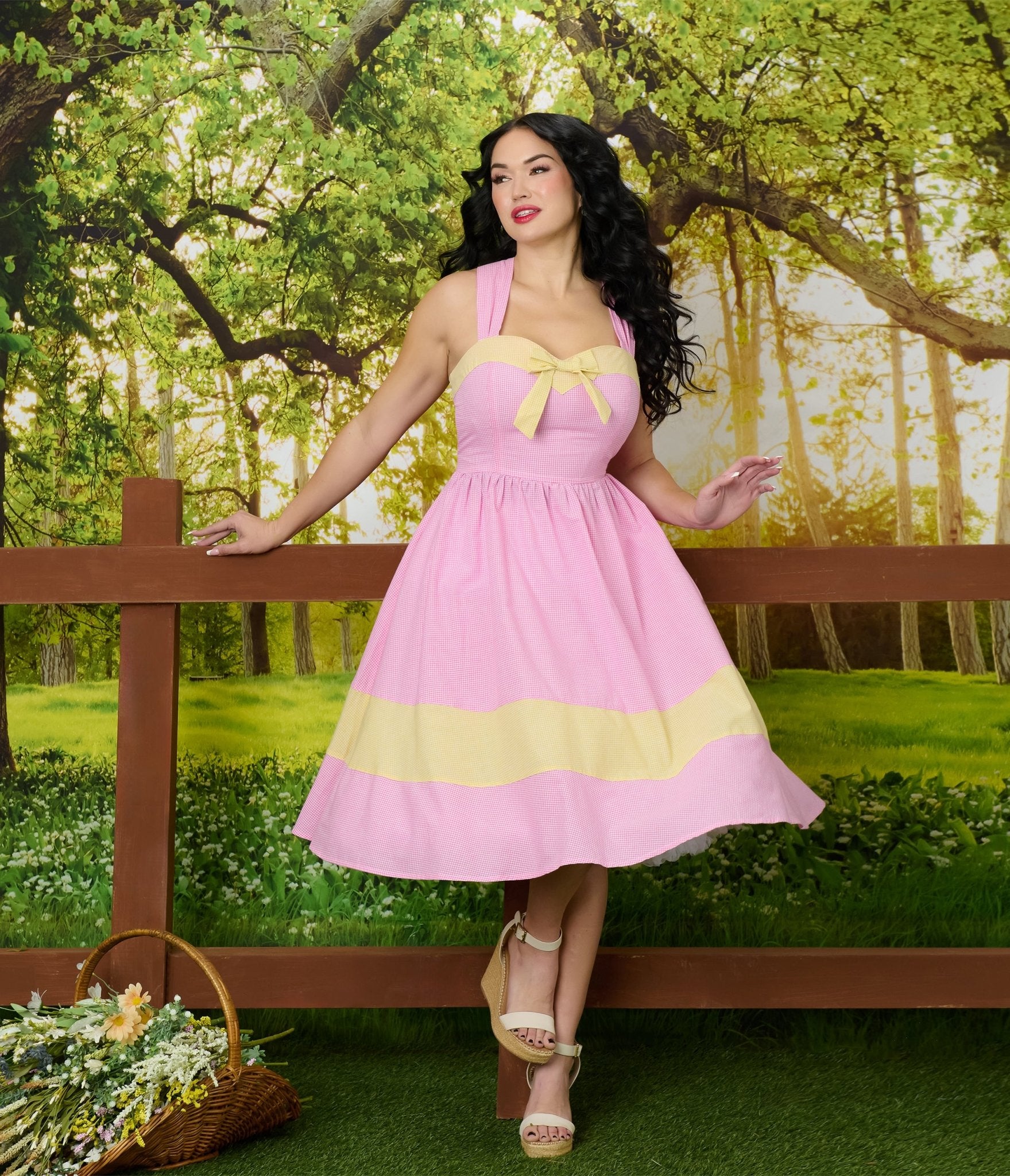 Barbie x Unique Vintage Picnic Pretty Gingham Swing Dress S/4-6 Barbie x Unique Vintage Picnic Pretty Gingham Swing Dress S/4-6