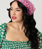 Barbie™ x Unique Vintage Pink Ditzy Daisy Hair Scarf - Unique Vintage - Womens, ACCESSORIES, HAIR
