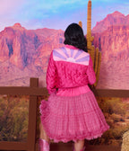 Barbie™ x Unique Vintage Pink Satin Quilted Varsity Jacket - Unique Vintage - Womens, TOPS, OUTERWEAR