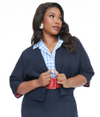 Barbie x Unique Vintage Plus Size 1950s Navy Barbie Commuter Set Box Coat - Unique Vintage - Womens, TOPS, OUTERWEAR