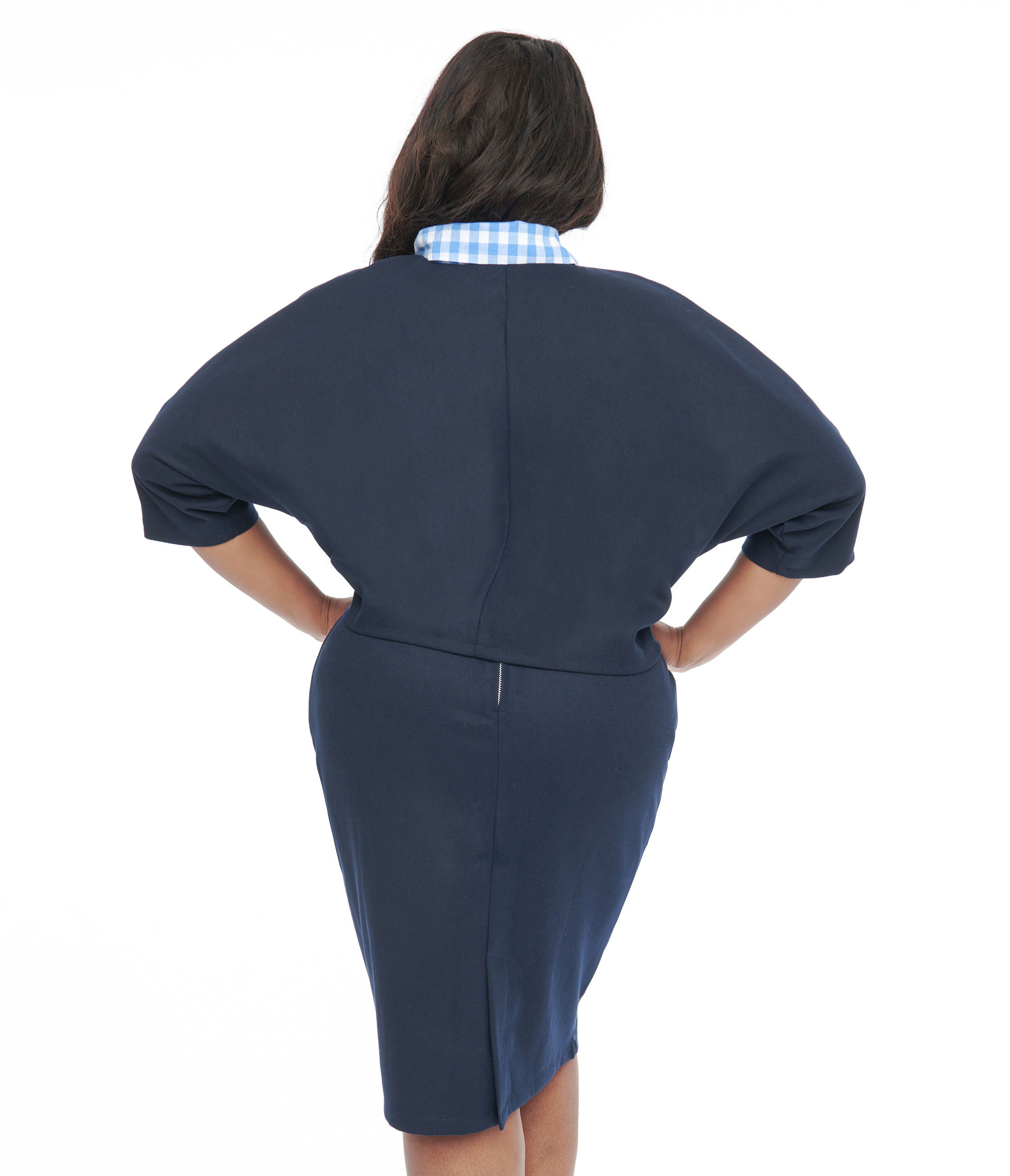 Barbie x Unique Vintage Plus Size 1950s Navy Barbie Commuter Set Box Coat - Unique Vintage - Womens, TOPS, OUTERWEAR