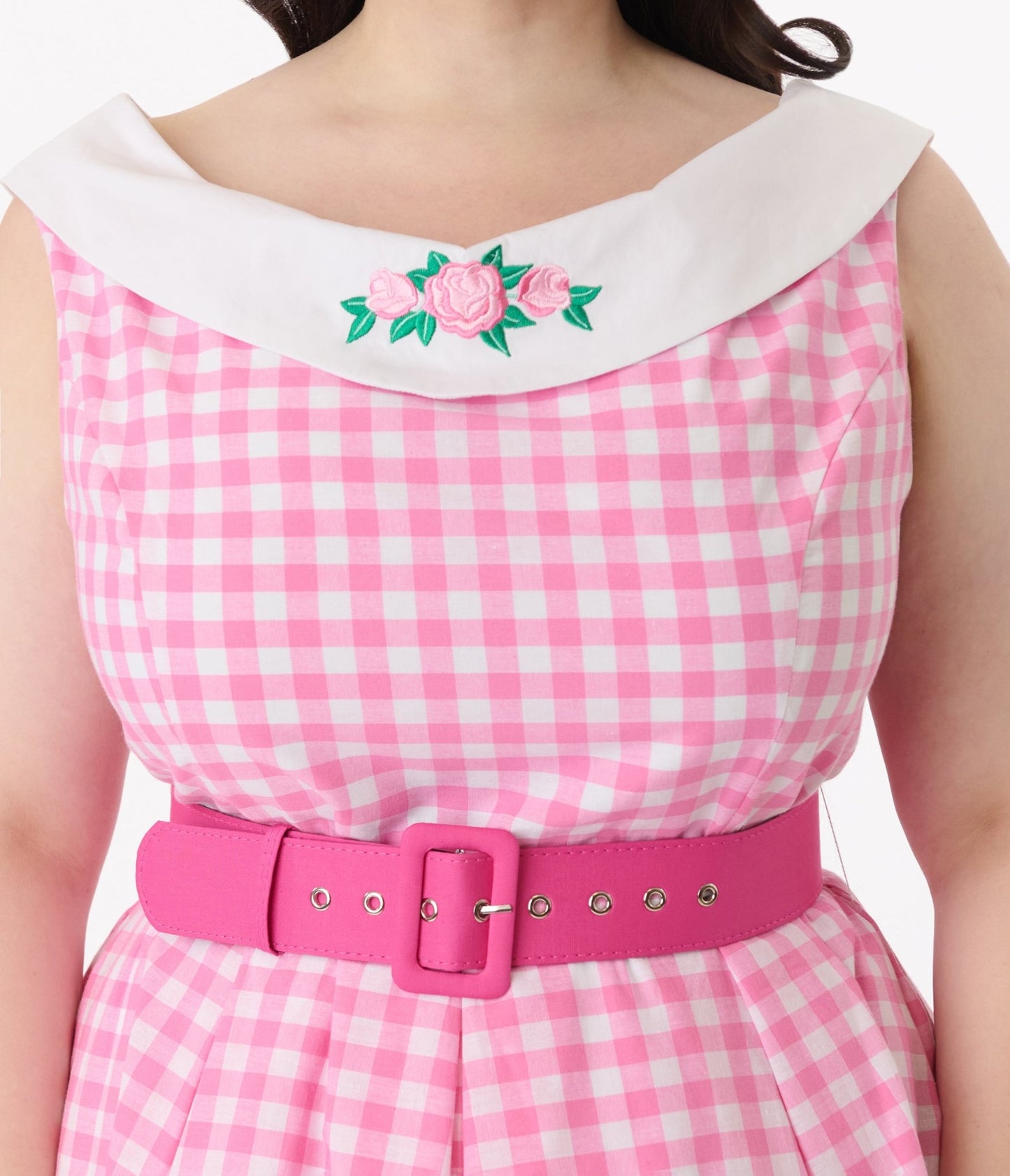 Barbie x Unique Vintage Plus Size 1960s Pink Gingham Cotton Dancing Doll Swing Dress - Unique Vintage - Women, DRESSES, SWING