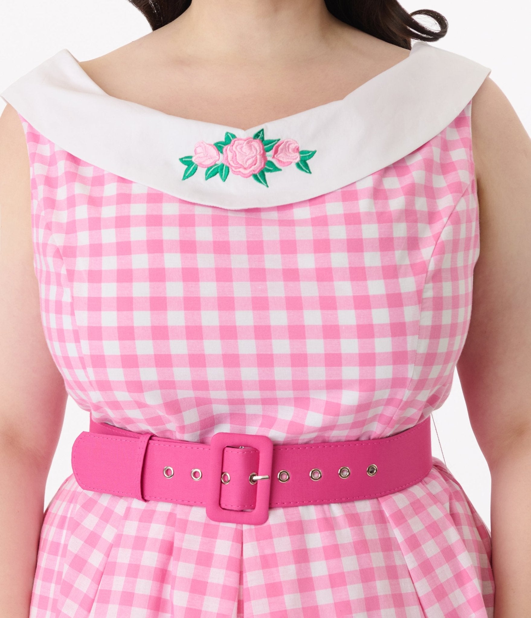 Barbie x Unique Vintage Plus Size 1960s Pink Gingham Cotton Dancing Doll Swing Dress - Unique Vintage - Women, DRESSES, SWING