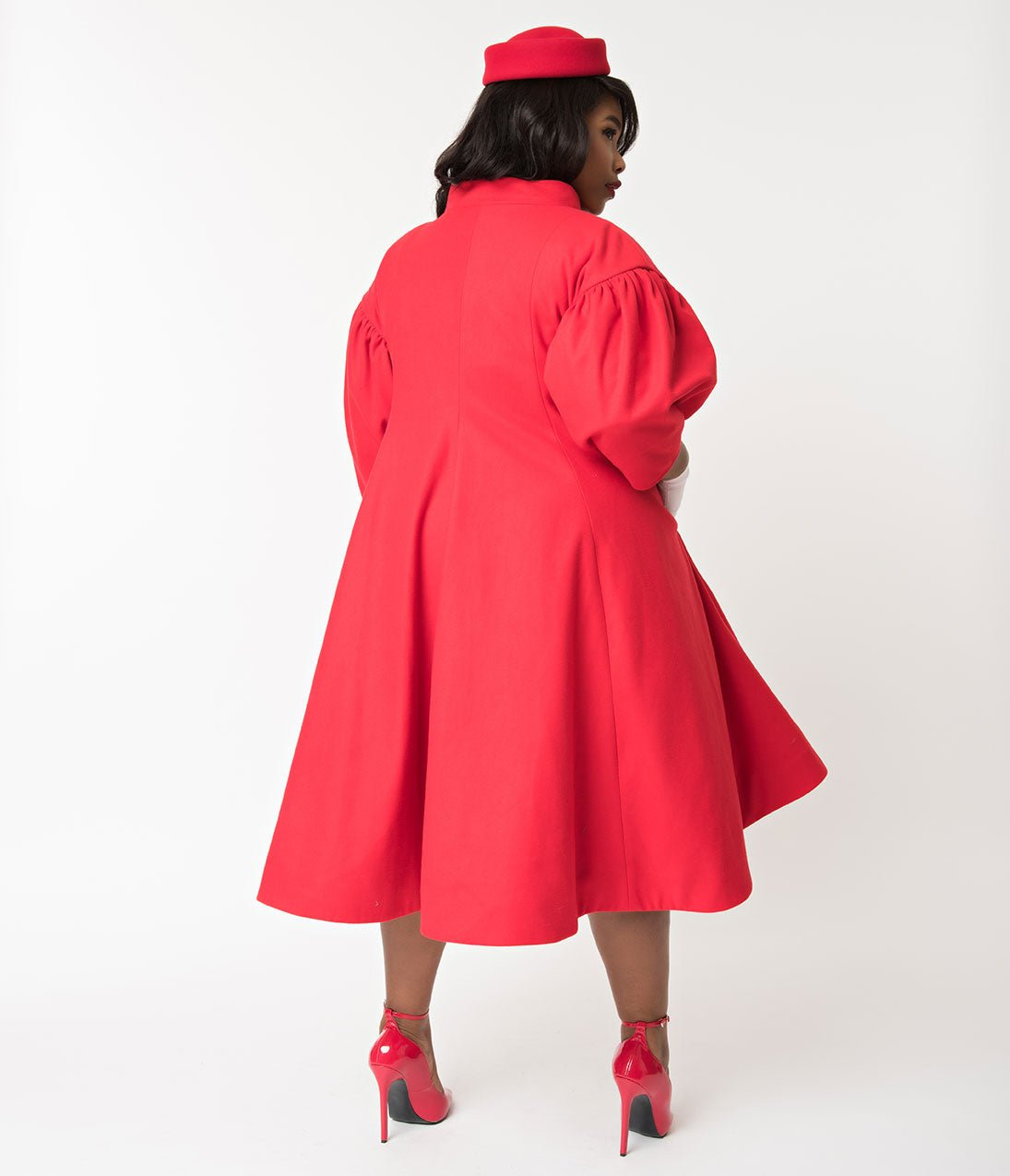 Barbie x Unique Vintage Plus Size 1960s Style Red Flare Swing Coat - Unique Vintage - Womens, TOPS, OUTERWEAR