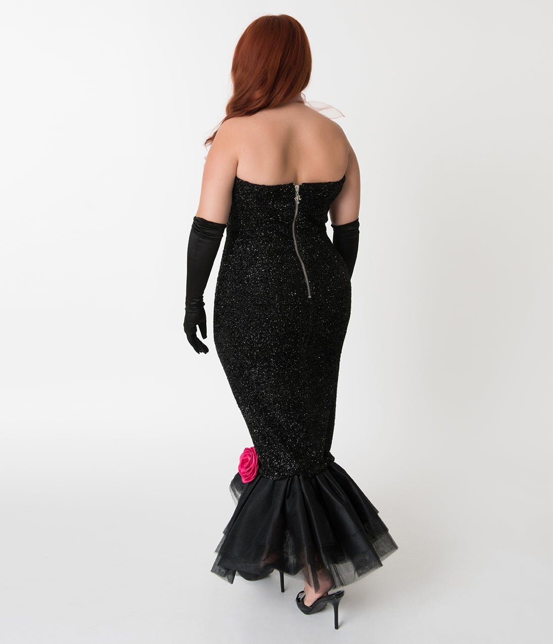 Barbie x Unique Vintage Plus Size Black Solo In The Spotlight Strapless Wiggle Dress - Unique Vintage - Womens, DRESSES, PROM AND SPECIAL OCCASION