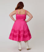 Barbie™ x Unique Vintage Plus Size Hot Pink Fringe Girlie Swing Dress - Unique Vintage - Womens, DRESSES, SWING
