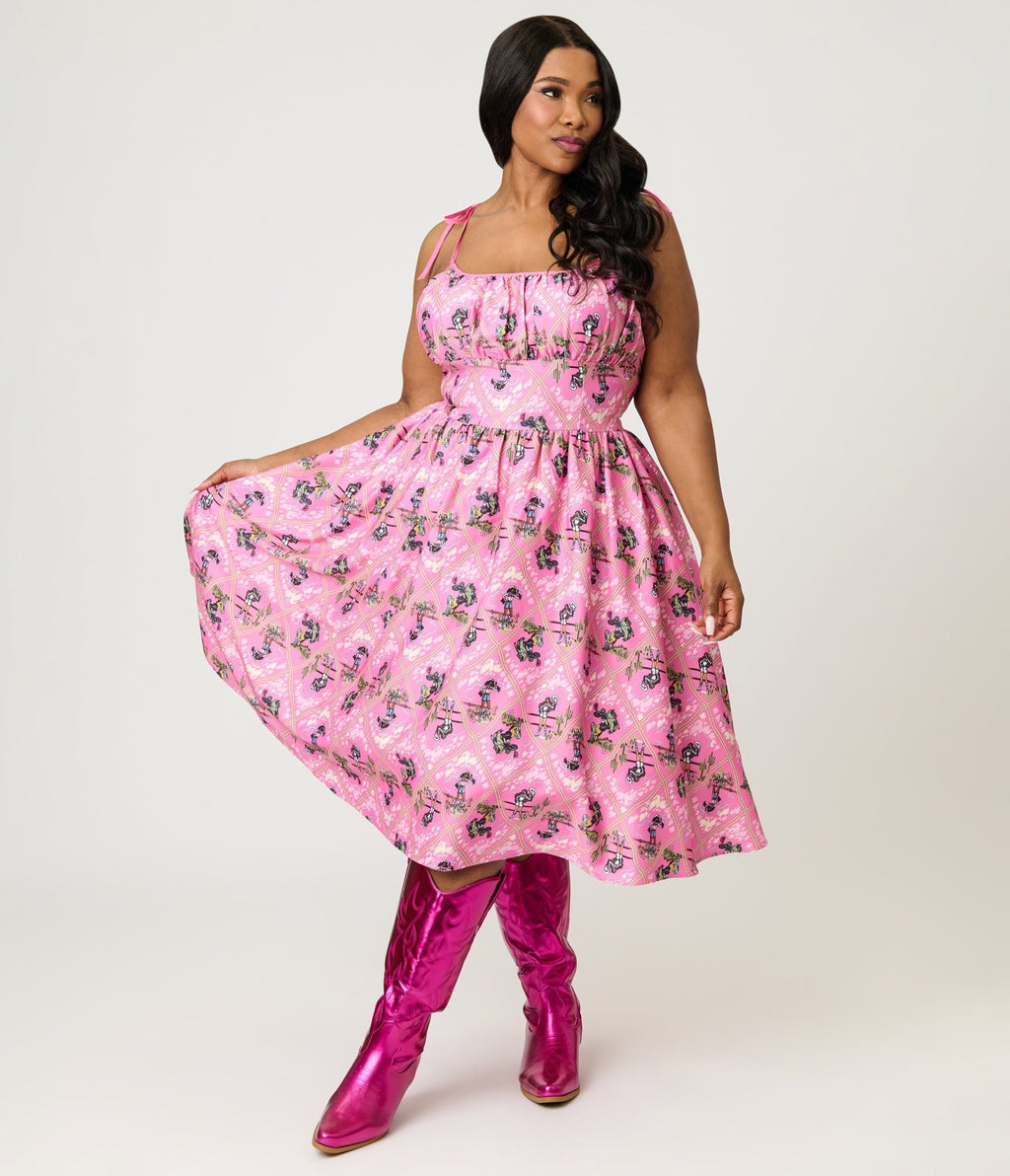 Unique Vintage Plus Size 1950s Cotton Swing Dress