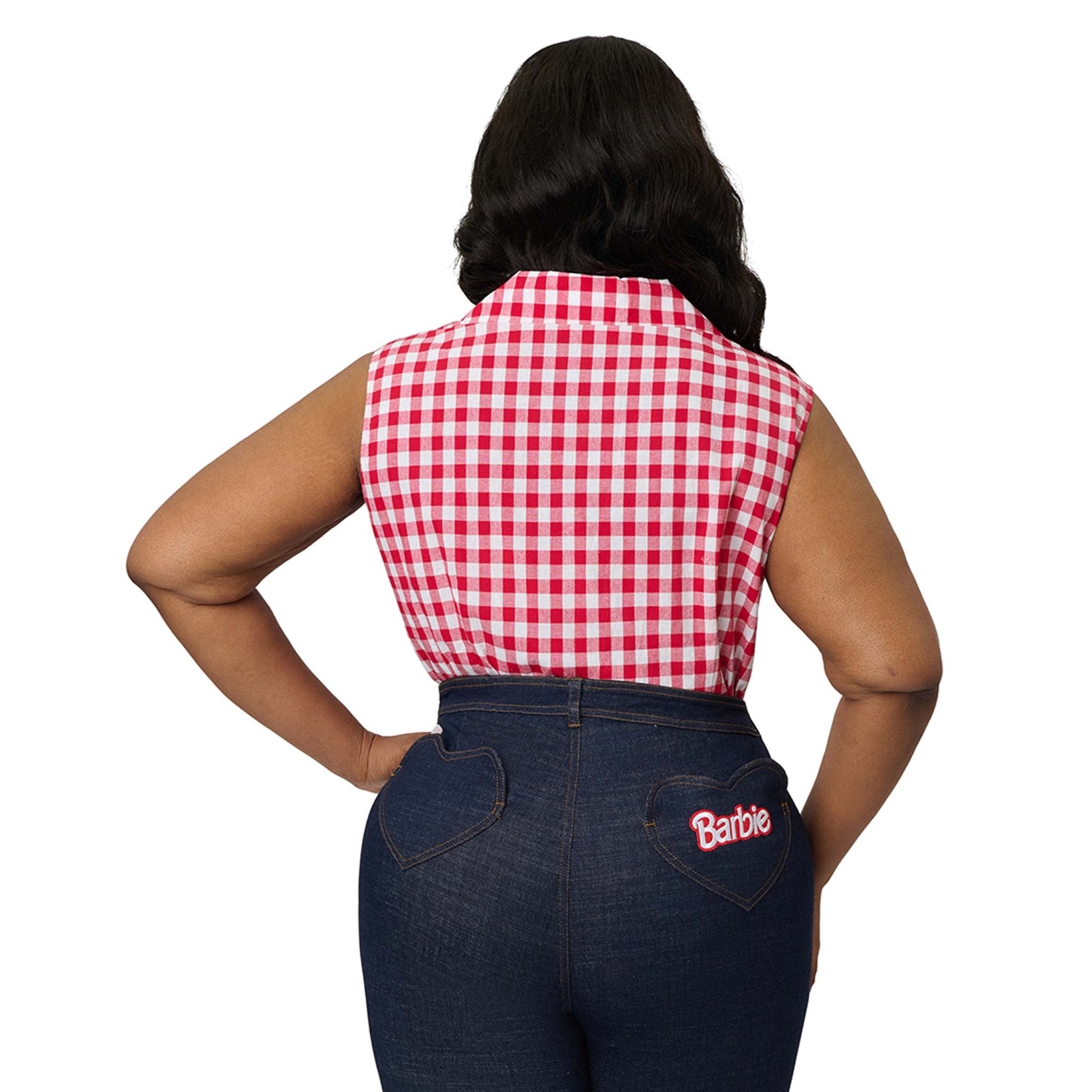 Barbie™ x Unique Vintage Plus Size Red Gingham Picnic Blouse - Unique Vintage - Womens, TOPS, WOVEN TOPS