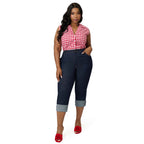 Barbie™ x Unique Vintage Plus Size Red Gingham Picnic Blouse - Unique Vintage - Womens, TOPS, WOVEN TOPS