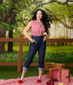 Barbie™ x Unique Vintage Red Gingham Picnic Blouse - Unique Vintage - Womens, TOPS, WOVEN TOPS