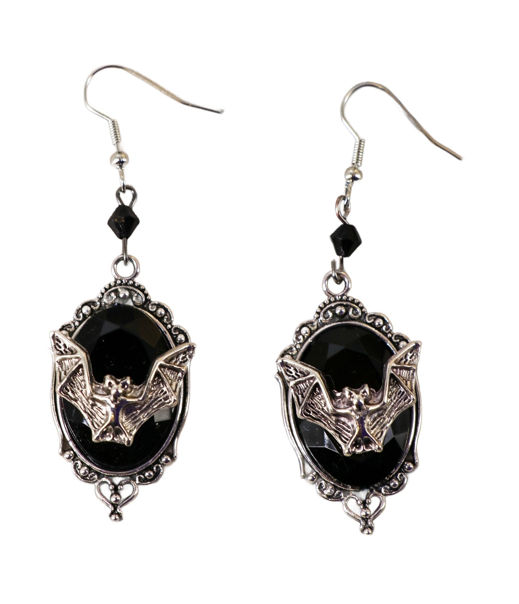 Bat Cameo Drop Earrings - Unique Vintage - Womens, ACCESSORIES, JEWELRY