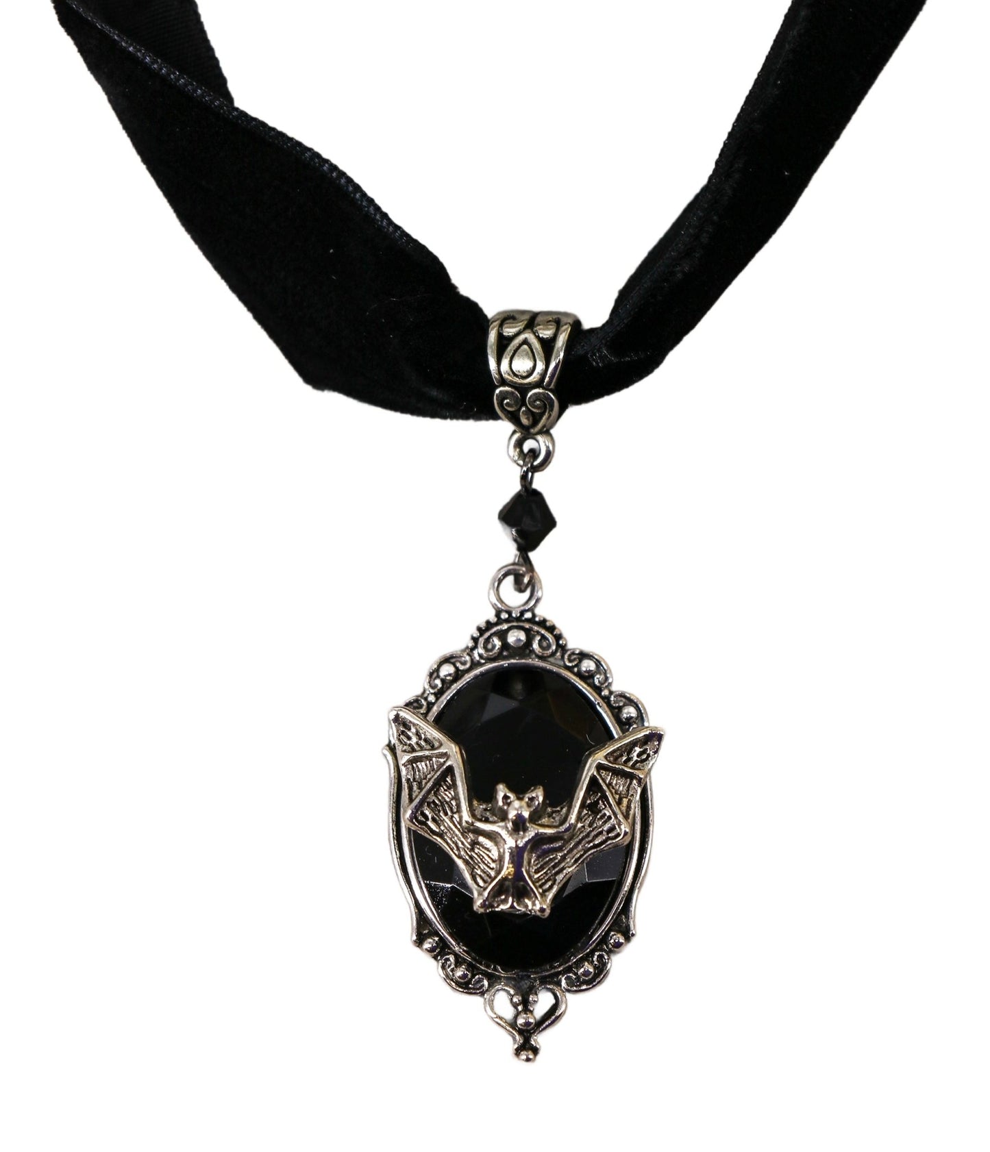 Bat Cameo Velvet Choker - Unique Vintage - Womens, ACCESSORIES, JEWELRY