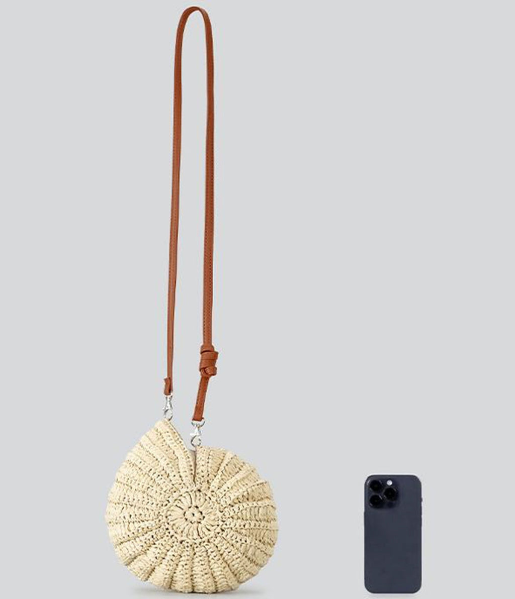 Beige Conch Shell Straw Clutch - Unique Vintage - Womens, ACCESSORIES, HANDBAGS