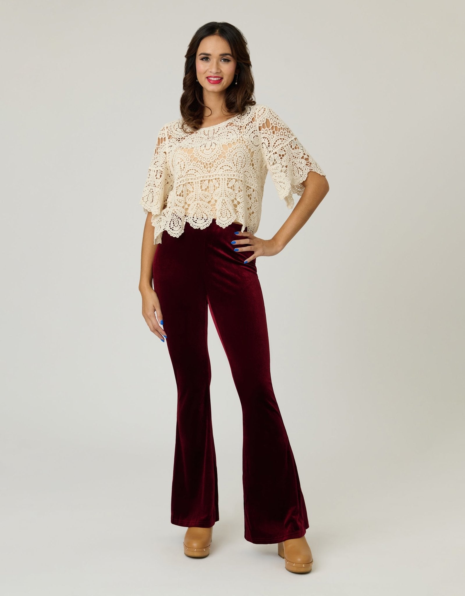 Beige Crochet Top - Unique Vintage - Womens, TOPS, WOVEN TOPS