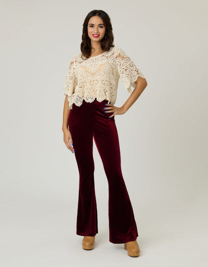 Beige Crochet Top - Unique Vintage - Womens, TOPS, WOVEN TOPS