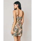 Beige Scenic Floral Print Mini Dress - Unique Vintage - Womens, DRESSES, A-LINE