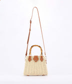 Beige Straw Beach Handbag - Unique Vintage - 