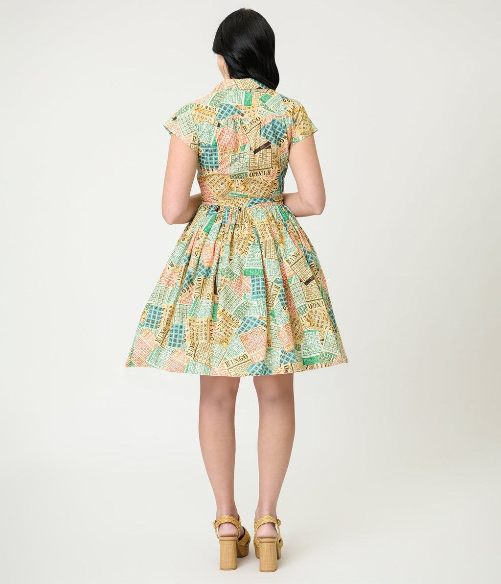 Bernie Dexter Bingo Kelly Flare Dress - Unique Vintage - Womens, DRESSES, FIT AND FLARE