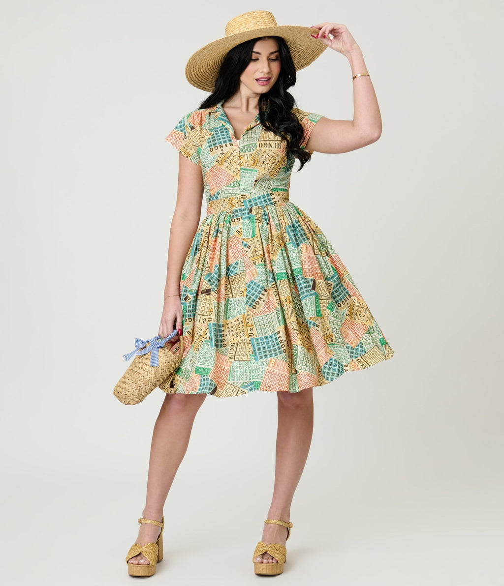 Bernie Dexter Bingo Kelly Flare Dress - Unique Vintage - Womens, DRESSES, FIT AND FLARE