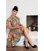 Bernie Dexter Book Print Swing Dress Unique Vintage Bernie Dexter Book Print Swing Dress Unique Vintage