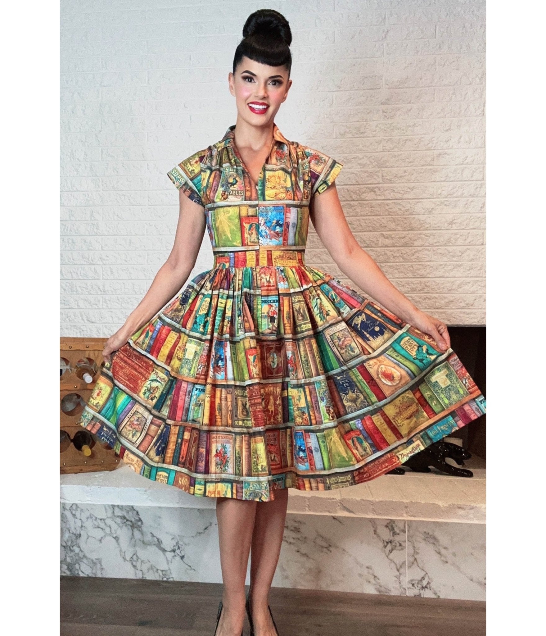 Bernie Dexter Book Print Swing Dress – Unique Vintage