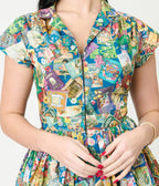 Bernie Dexter Books & Florals Kelly Flare Dress - Unique Vintage - Womens, DRESSES, FIT AND FLARE