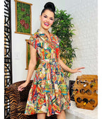 Bernie Dexter Robot Spaceman Kelly Flare Dress - Unique Vintage - Womens, DRESSES, FIT AND FLARE