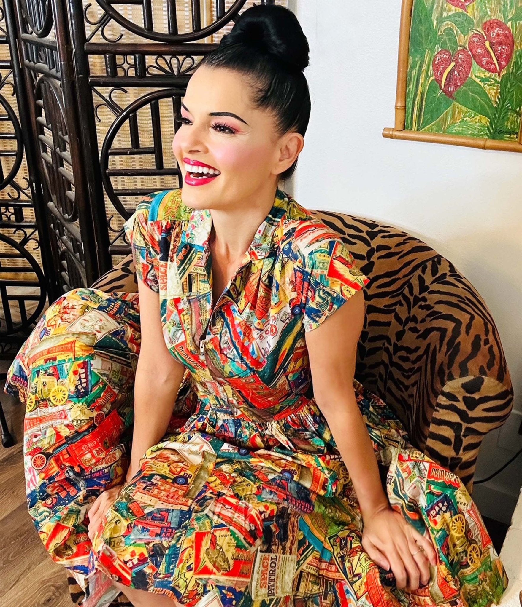 Bernie Dexter Robot Spaceman Kelly Flare Dress - Unique Vintage - Womens, DRESSES, FIT AND FLARE