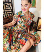 Bernie Dexter Robot Spaceman Kelly Flare Dress - Unique Vintage - Womens, DRESSES, FIT AND FLARE